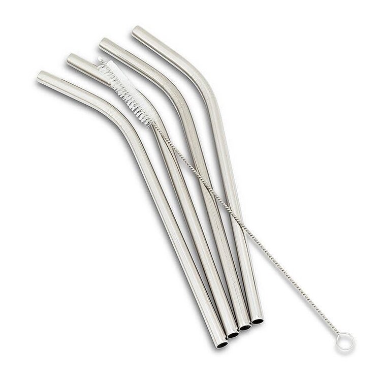 Abbott Silver | 4 Bent Wide Straws & Brush