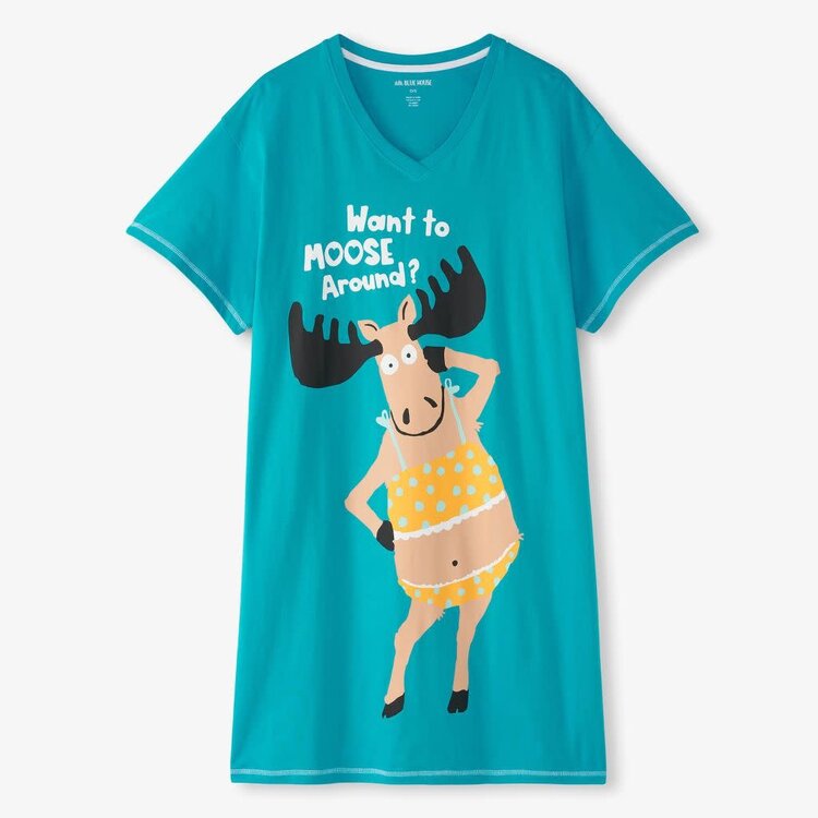 Little Blue House by Hatley Want to Moose Around | Sleepshirt