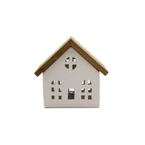 FKI Small Wood and Ceramic House | LED Lamp