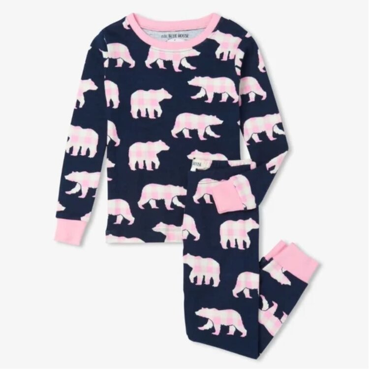 Little Blue House by Hatley Pink Plaid Bears | Pajama Set