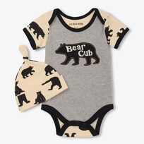 Little Blue House Grey Baby Bear | Bodysuit with Hat