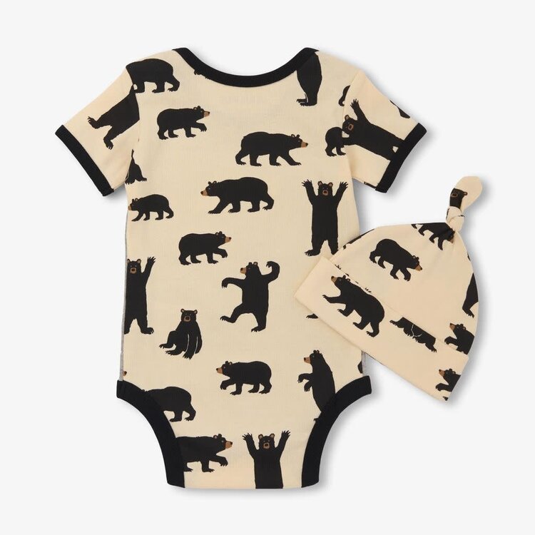 Little Blue House by Hatley Grey Baby Bear | Bodysuit with Hat