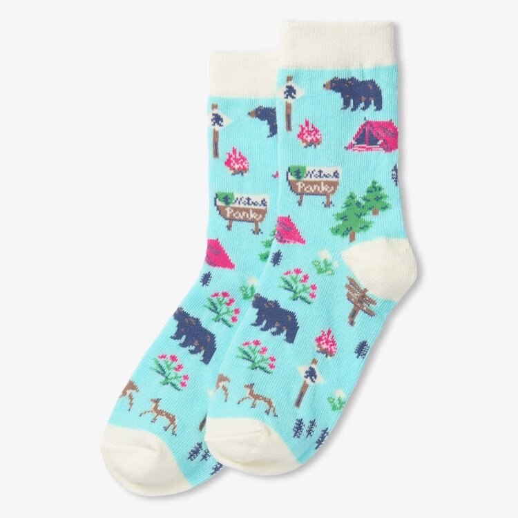 Little Blue House Teal Hiking Trail | Crew Sock