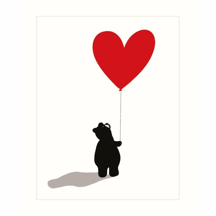 The Art File Bear Holding Heart Balloon | Greeting Card