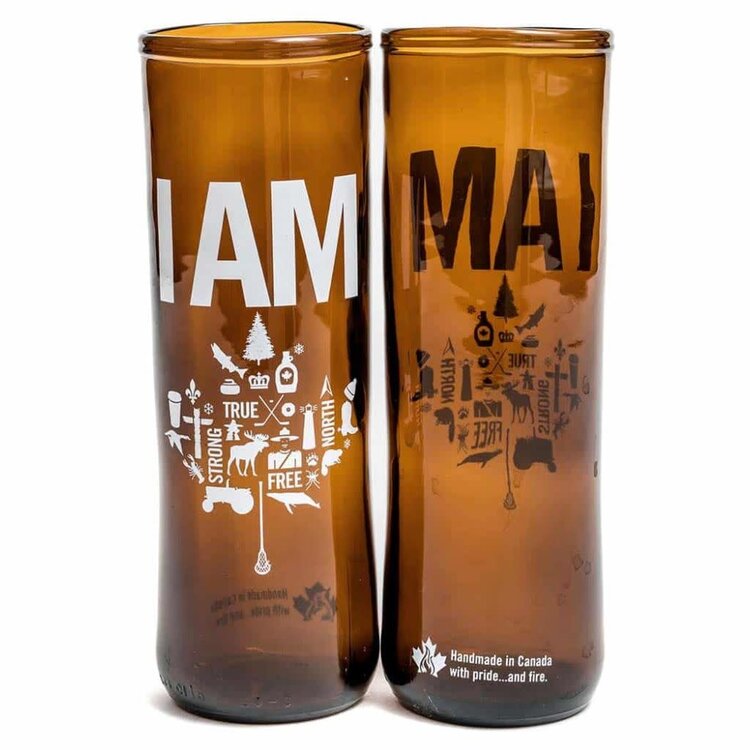 Rebeer Glasses I AM Canadian | Upcycled Beer Glass