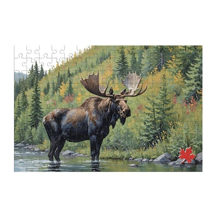 Peak Time Moose in River | 150pc Travel Puzzle
