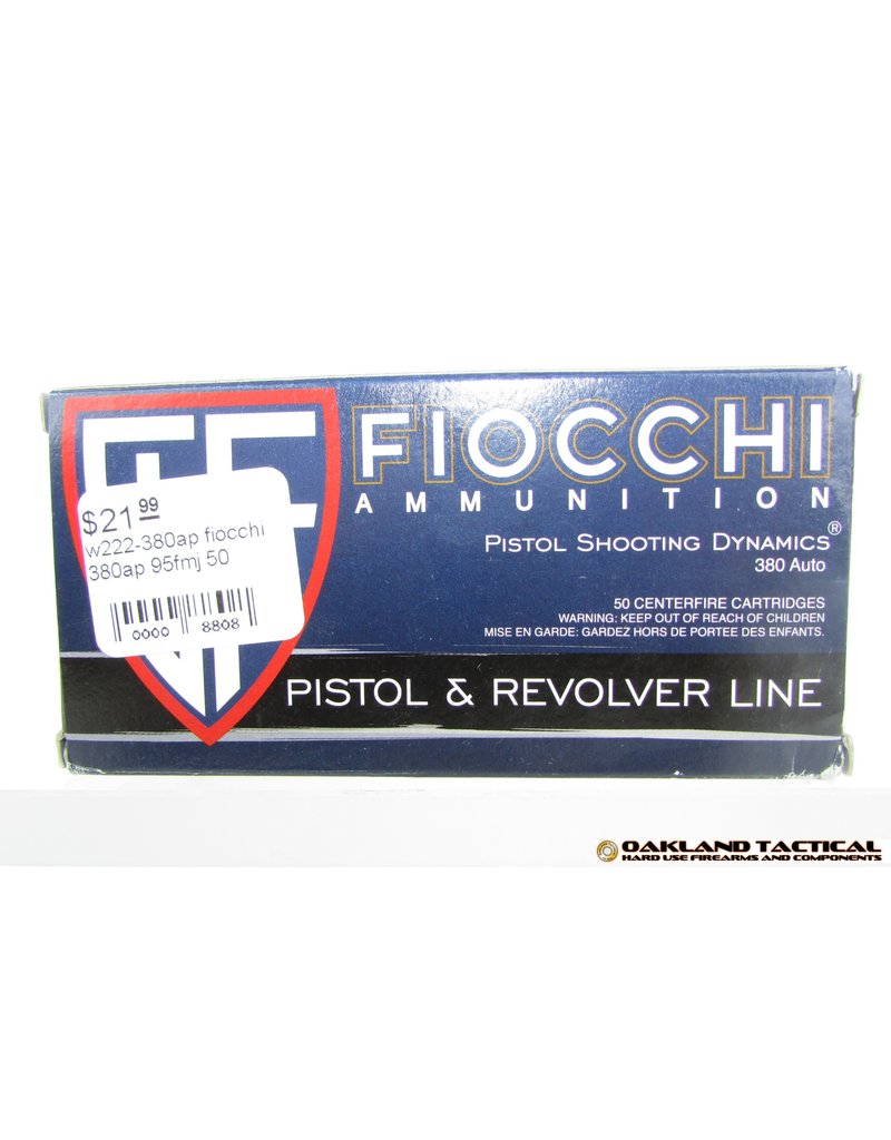 FIOCCHI Fiocchi Pistol Shooting Dynamics .380 Auto 95 Grain FMJ 50 Centerfire Cartridges UPC Code # 762344001852