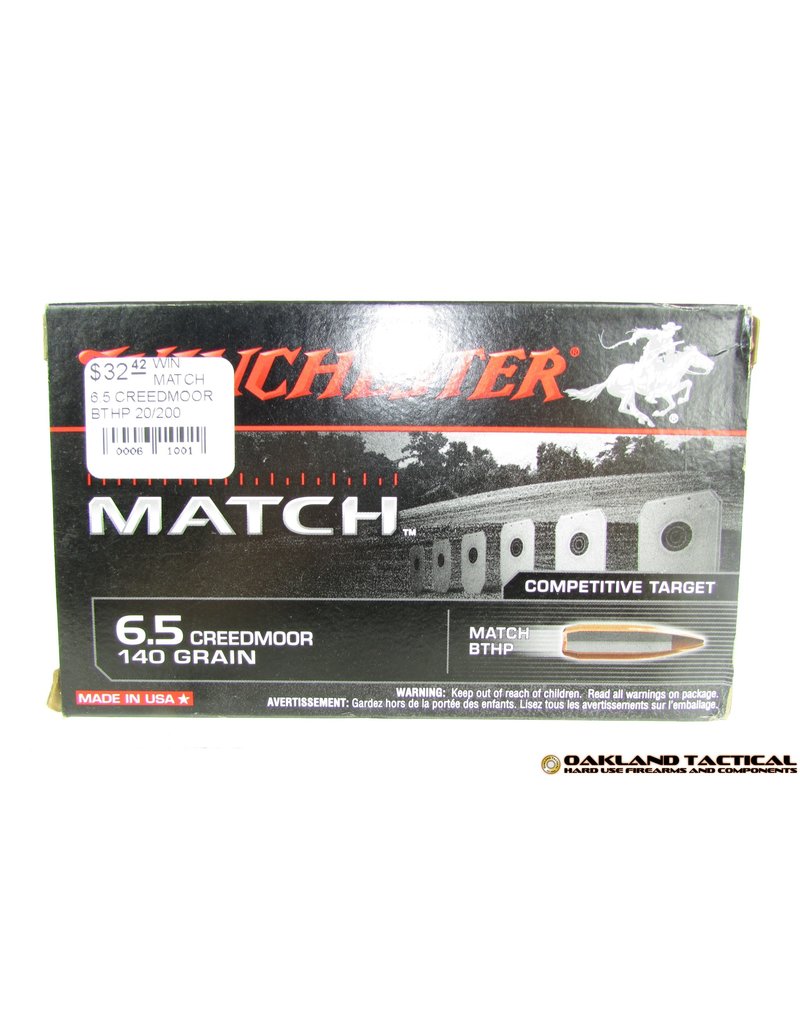 Winchester Match Competitive Target 6.5 Creedmoor 140 Grain 20 Centerfire Cartridges MFG # S65CM UPC Code # 020892220713
