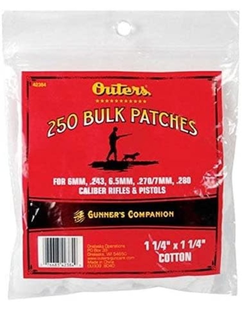 Outers, Cleaning Patches, Bulk Pack, 6mm to .280 Cal Rifle and Pistol, 250 Count
