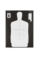 Action Target, B-34R Reverse Qualification Target, 25 Yard Reduction Of B-27, Ivory Police Silhouette With Black Background, 17.5"x23", 100 Per Box