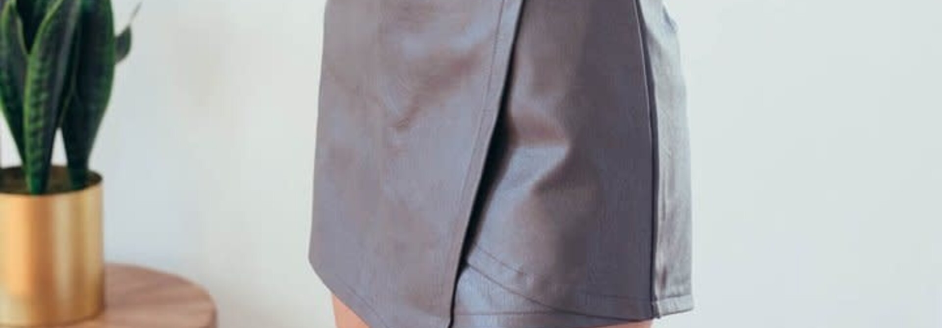 Molly Grey Faux Leather Wrap Shorts