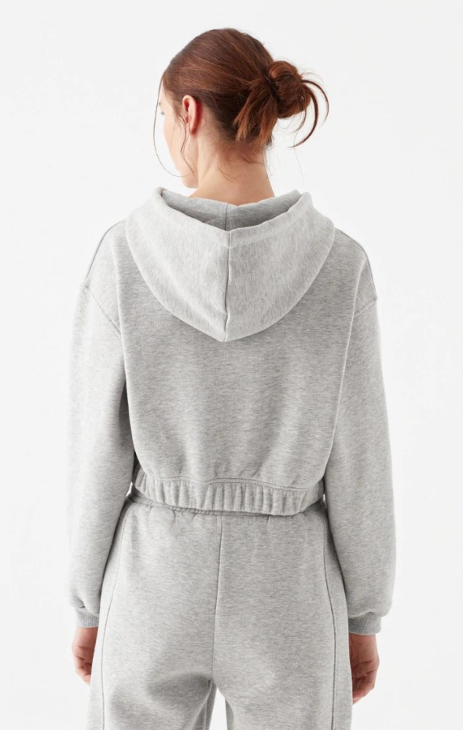 cropped zip hoodie grey