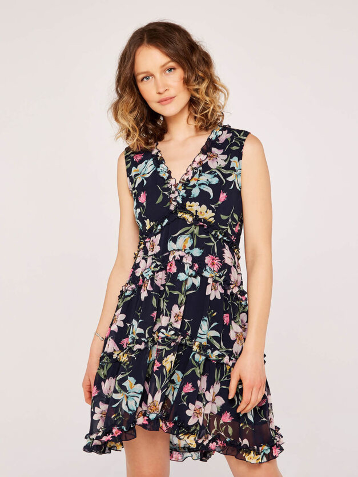 Floral Sleeveless Tiered Ruffle Dress - KHL CLOTHING COMPANY