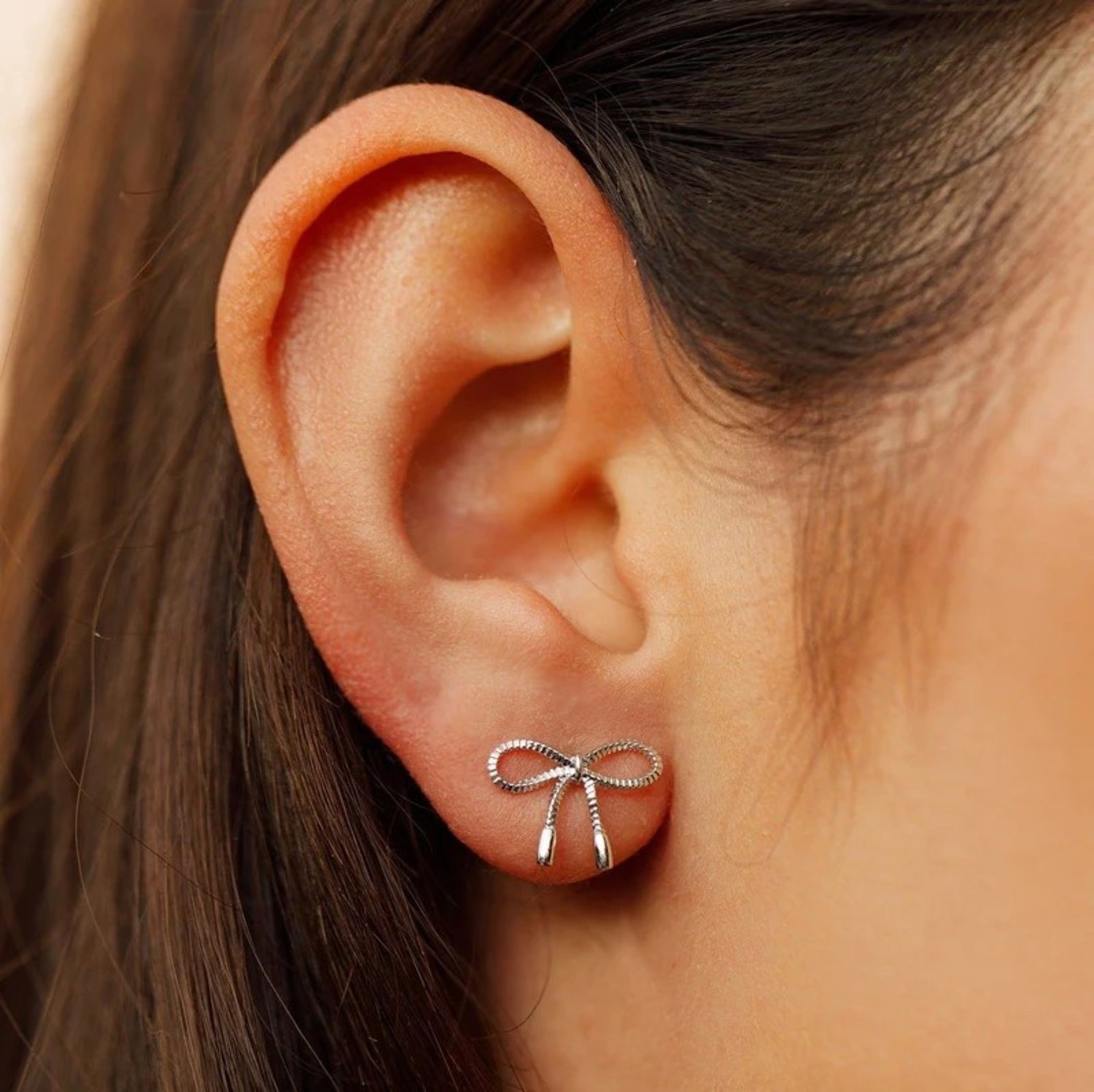 Rose Gold Dipped Sterling Silver Ribbon Bow Stud Earrings : Amazon.co.uk:  Fashion