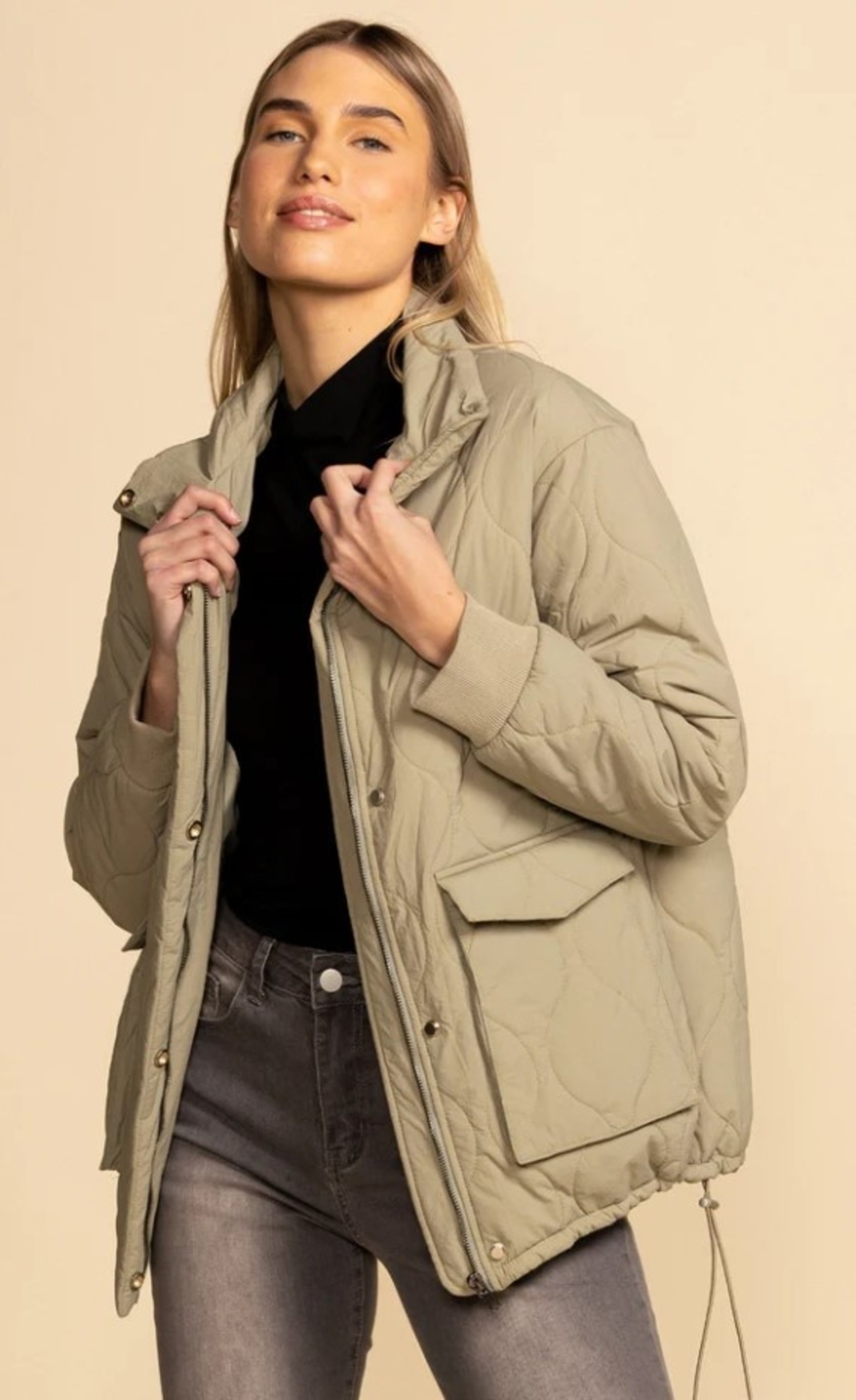 Pink quilted hotsell jacket womens