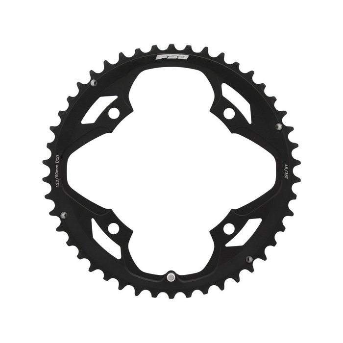 FSA Chainring, Pro Road Omega/Vero Pro, 46T, 4 x 120mm BCD, N-10/11, Black, For use with 36T x 90mm (WA067)