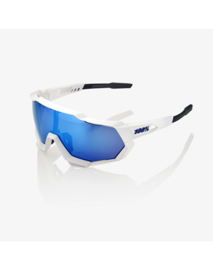  100% SPEEDTRAP - Matte White - HiPER Blue Multilayer Mirror Lens