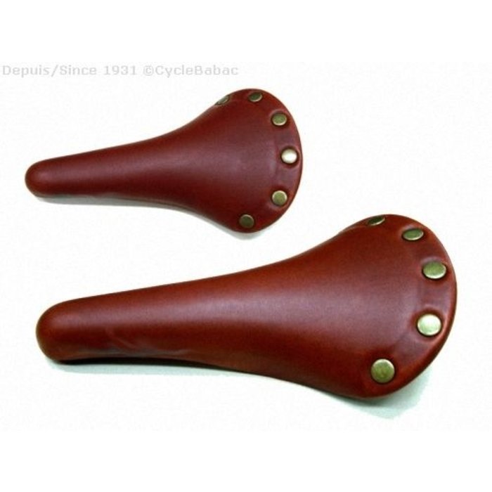 Bike Attitude selle cuir brun avec rivets en cuivre