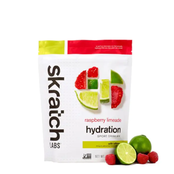 Skratch Labs - Mélange de boisson caféiné : Limonade aux limes et framboises 440 g