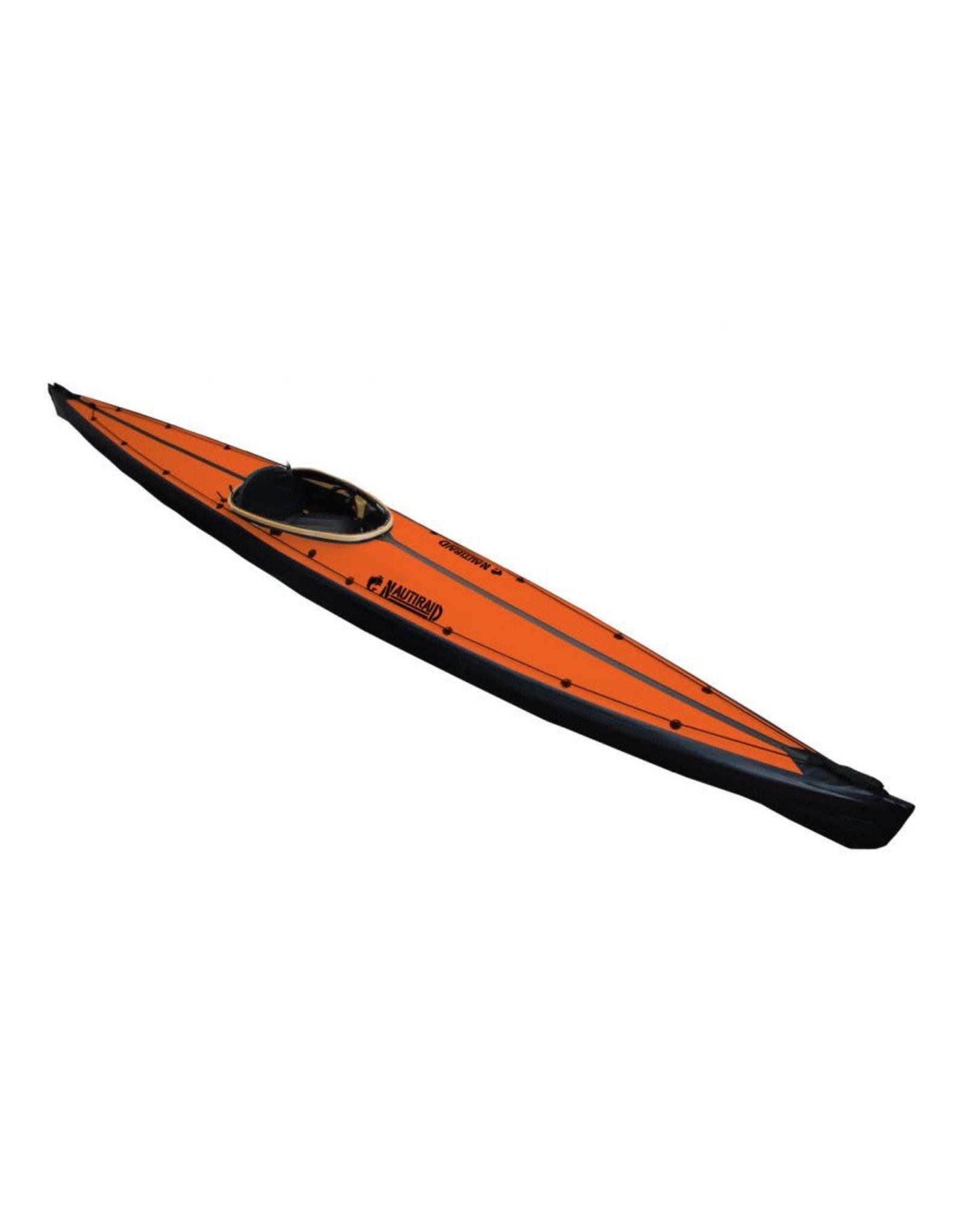 Nautiraid Nautiraid Kayak KARAN 520 PVC Bois Monoplace + Pack Evasion + Cale Pied Orange