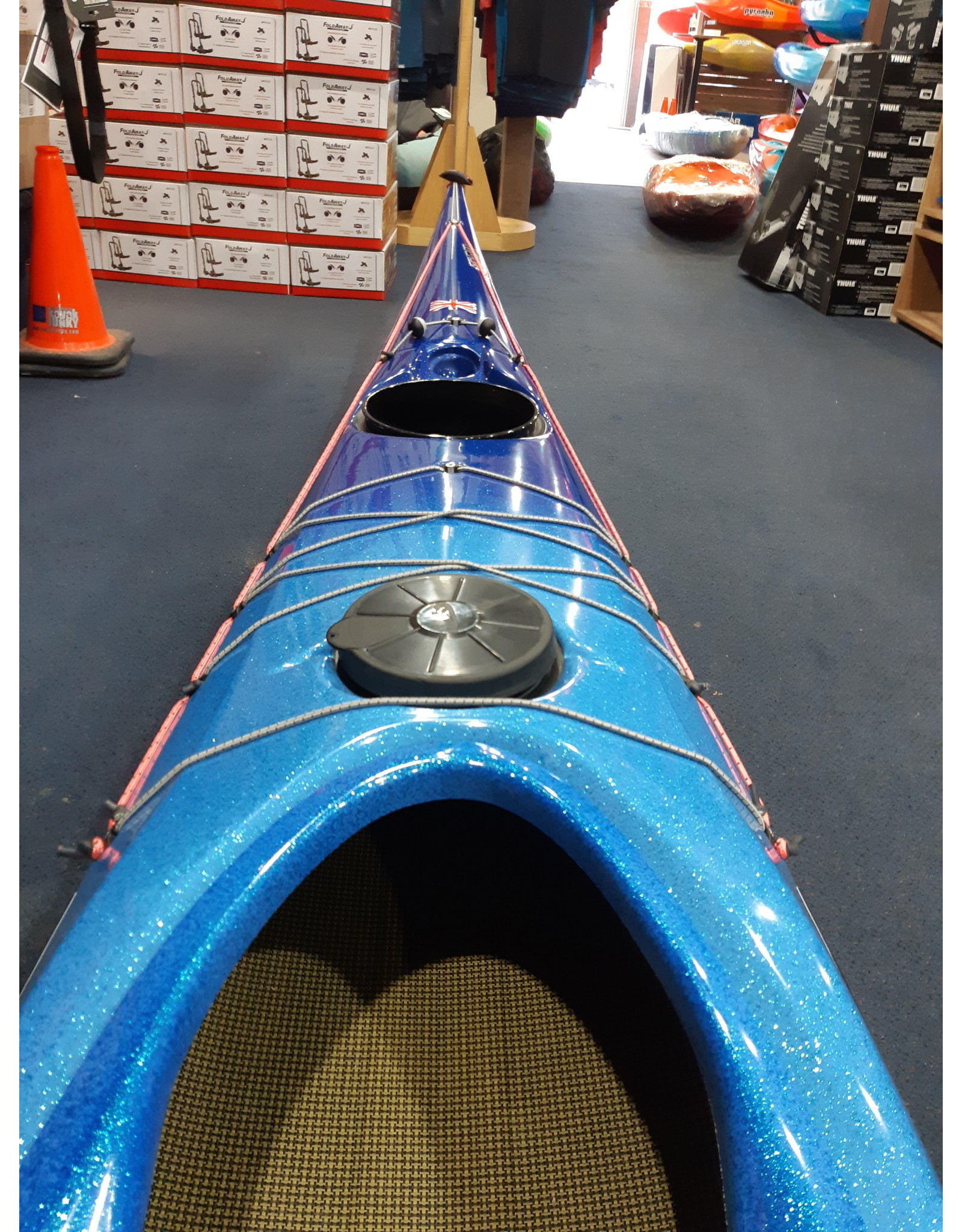 P&H Custom Sea Kayaks P&H kayak Cetus LV Lightweight Kevlar/Carbon Metallic Fade Blue to Fushia/White/Fushia