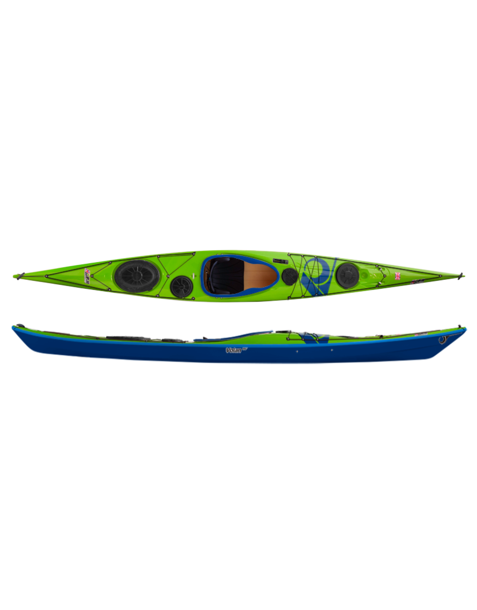 P&H Custom Sea Kayaks P&H Kayak Volan 160 Performance Kevlar/Diolen Vert Pale/Bleu/Bleu