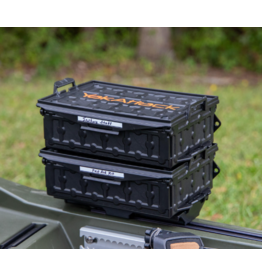 YakAttack TracPak Combo Kit, Set of Two Stacking Fishing Gear Storage Boxes  with Track Mount Base, Black (SSO-1002) | Kayak Fishing Accessories