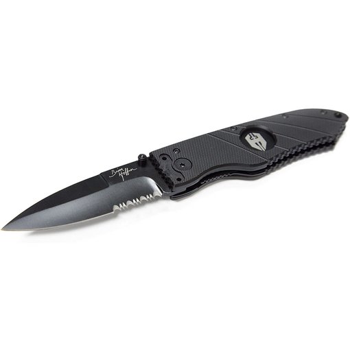 HOFFNER KNIFES HOFFNER 3.5 Flatline Folding Smooth Knife-Black/Black