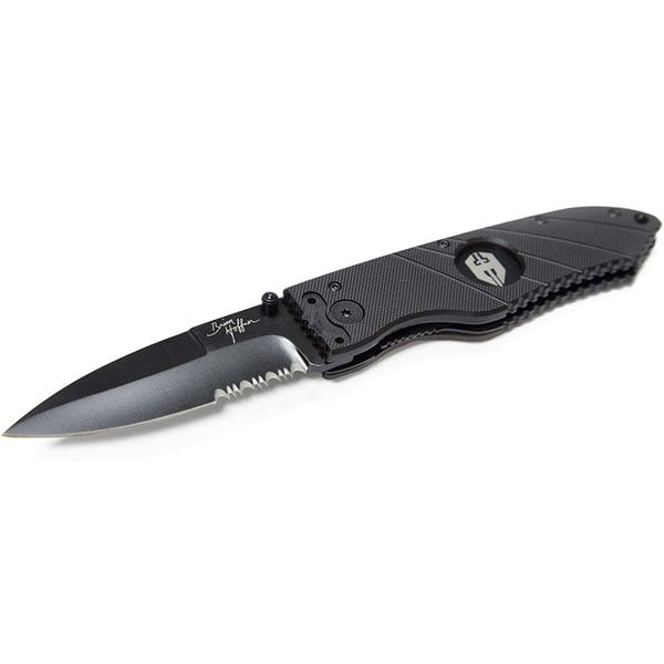 HOFFNER 3.5 Flatline Folding Smooth Knife-Black/Black