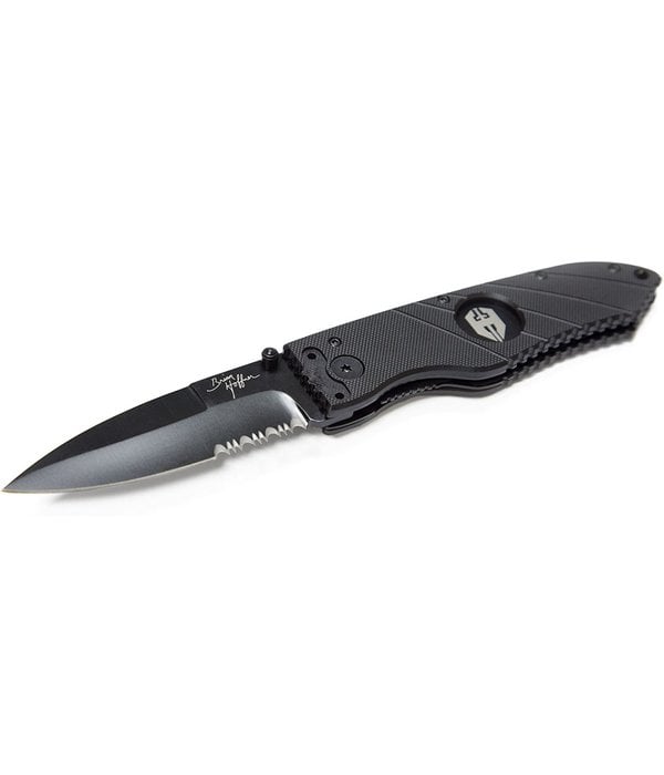 HOFFNER KNIFES HOFFNER 3.5 Flatline Folding Smooth Knife-Black/Black