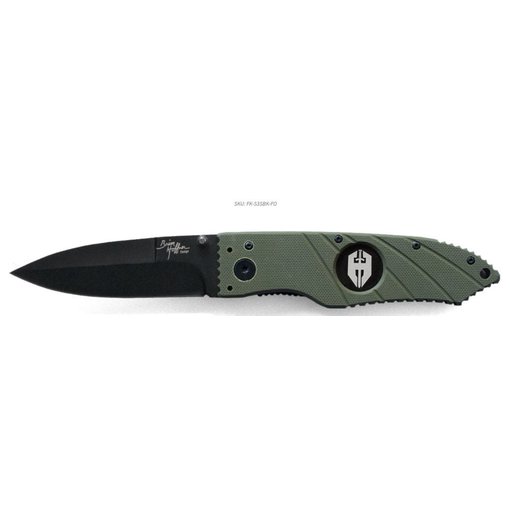 HOFFNER KNIFES HOFFNER 3.5 Flatline Folding Combo Knife- Olive/Black
