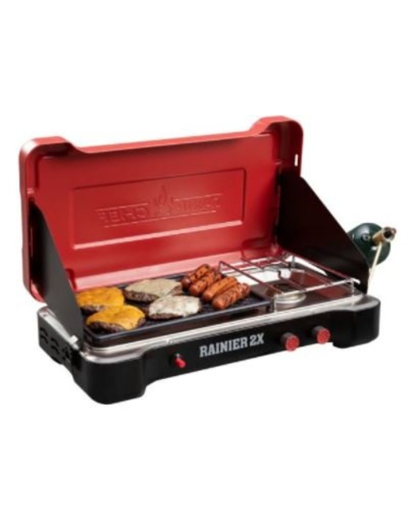 Camp Chef Mountain Series Rainier 2X Two-Burner Cooking System w/ Griddle & Carry Bag