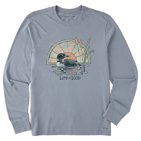 T-shirt Life Is Good Crusher Lite Homme - Violet, Taille L, Imprimé Camping, Coton