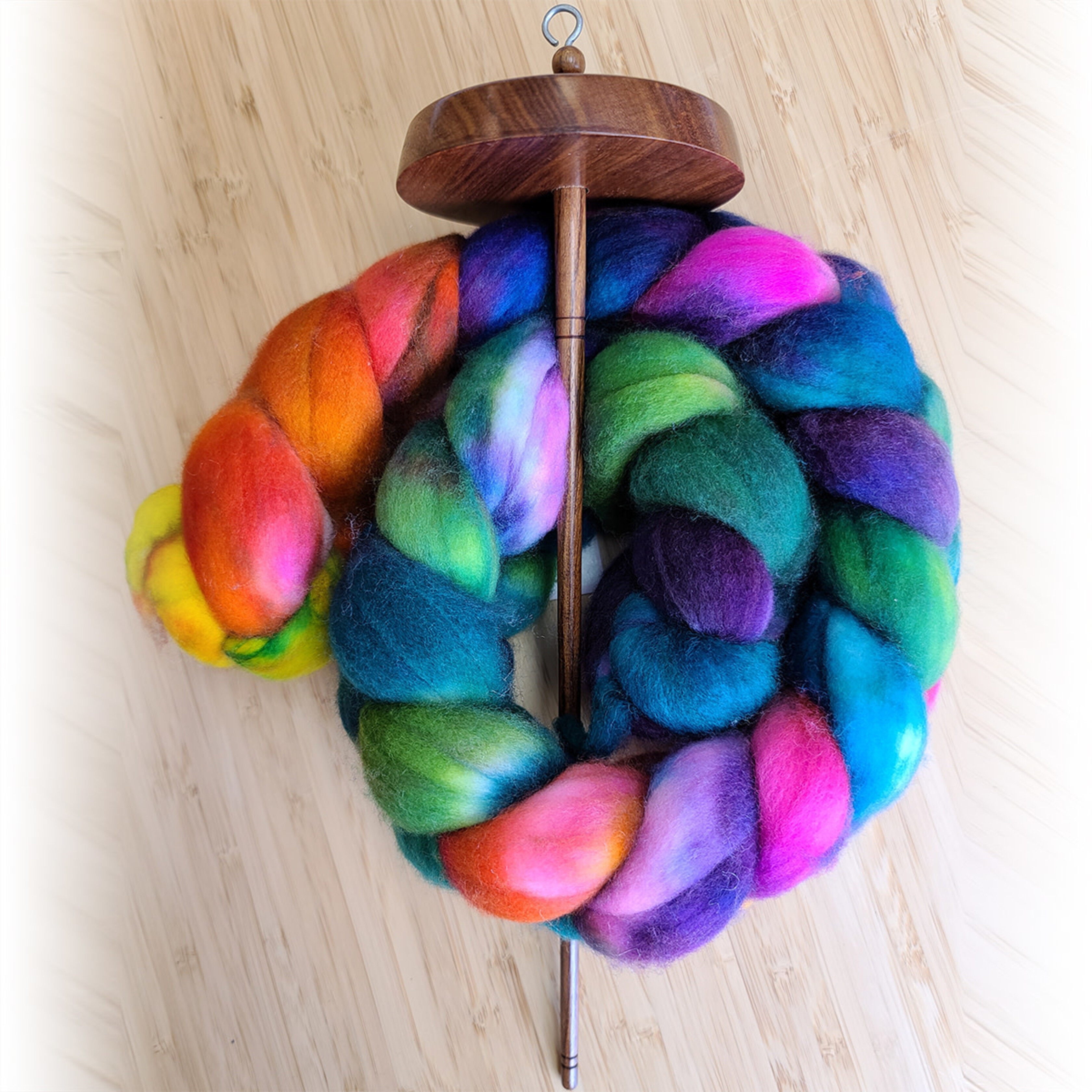 DropSpindle Kit with Mystery Fibre Braid Artisanthropy Fibre Arts