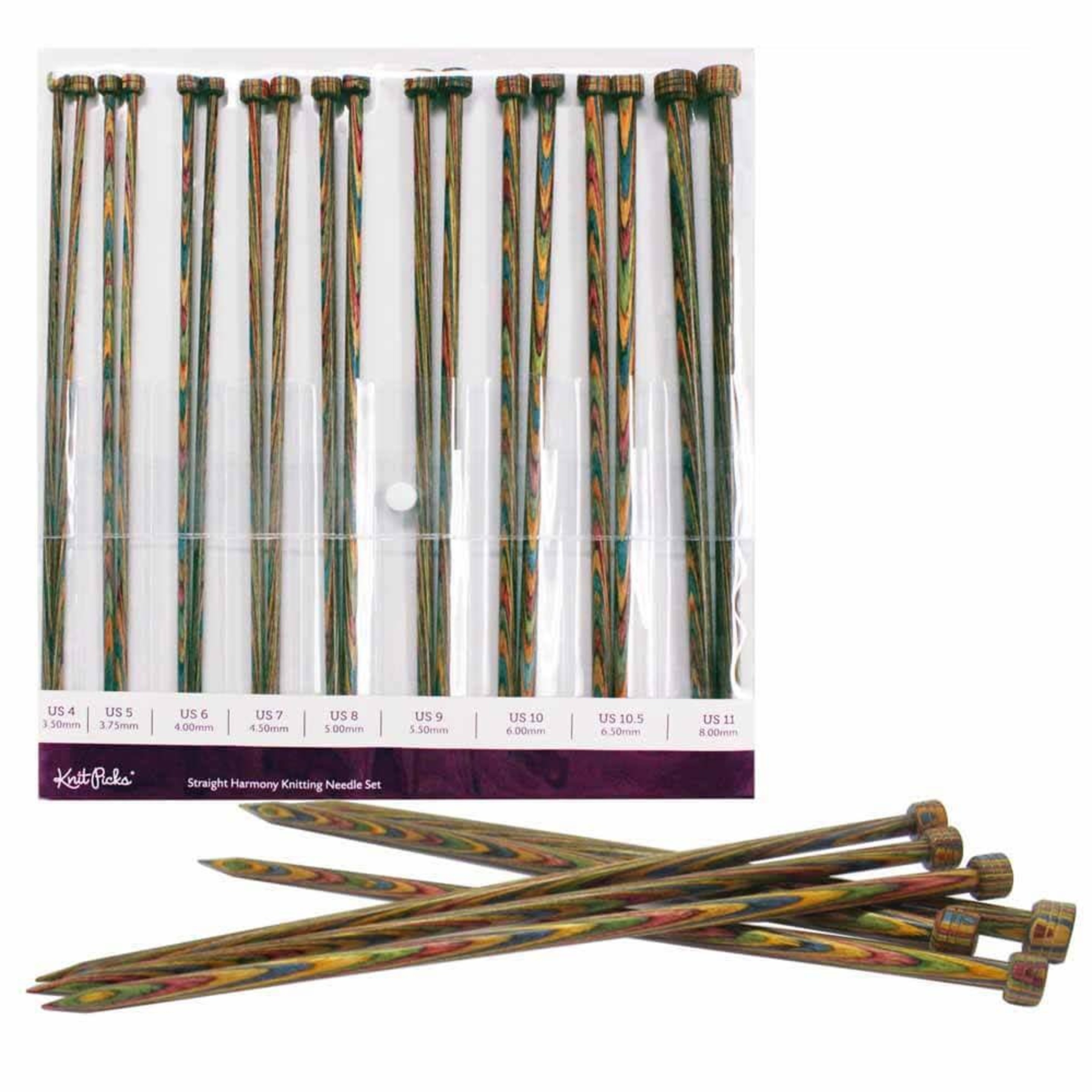 Knit Picks Rainbow Wood Straight Needle Set Artisanthropy Fibre Arts