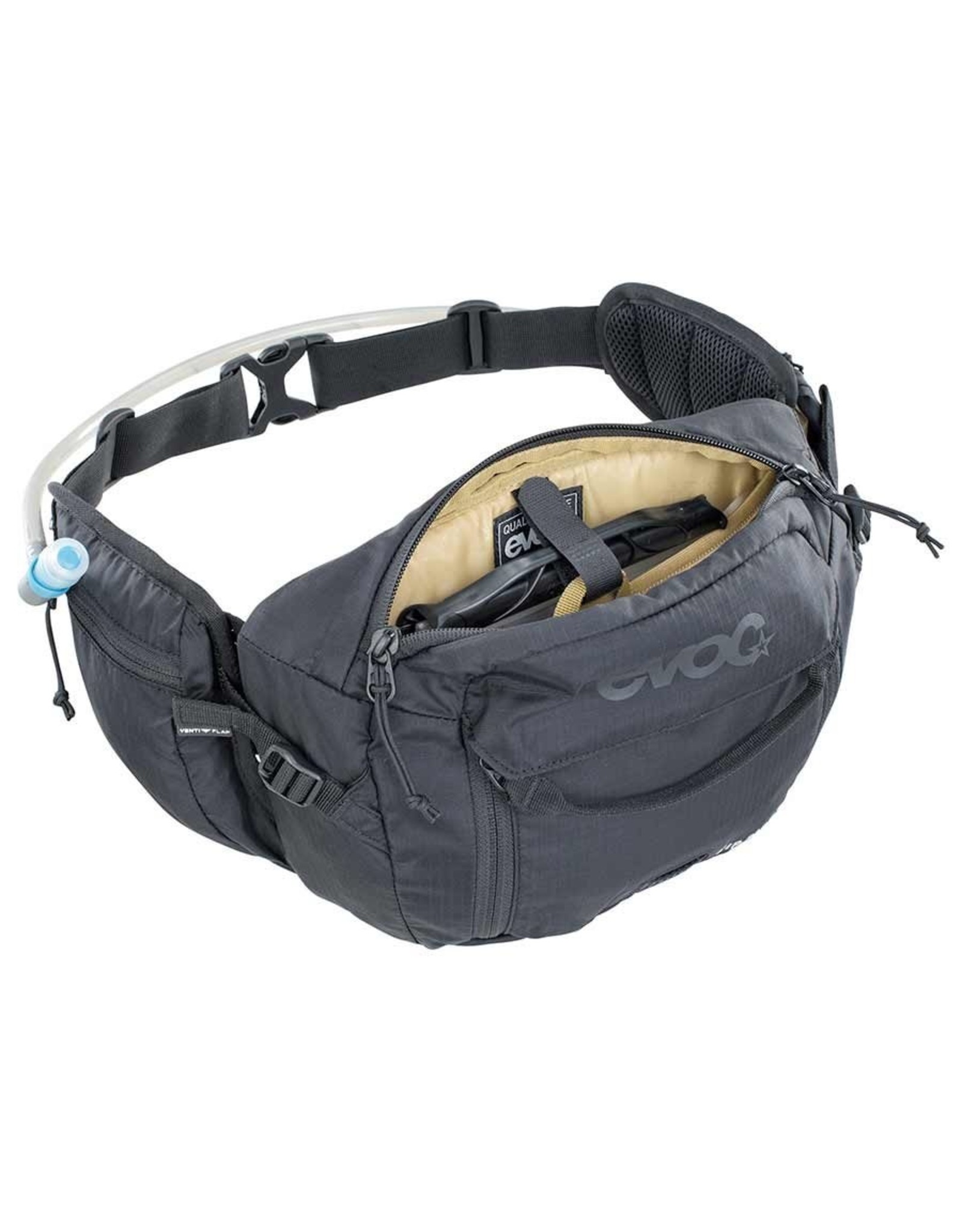 EVOC, Hip Pack 3L + 1.5L Bladder, Hydration Bag, Volume: 3L, Bladder:  Included (1.5L), Black - Two Hoosiers Cyclery, LLC