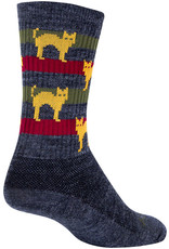 SockGuy SockGuy Wool Catz Socks - 6 inch Gray/Yellow/Red