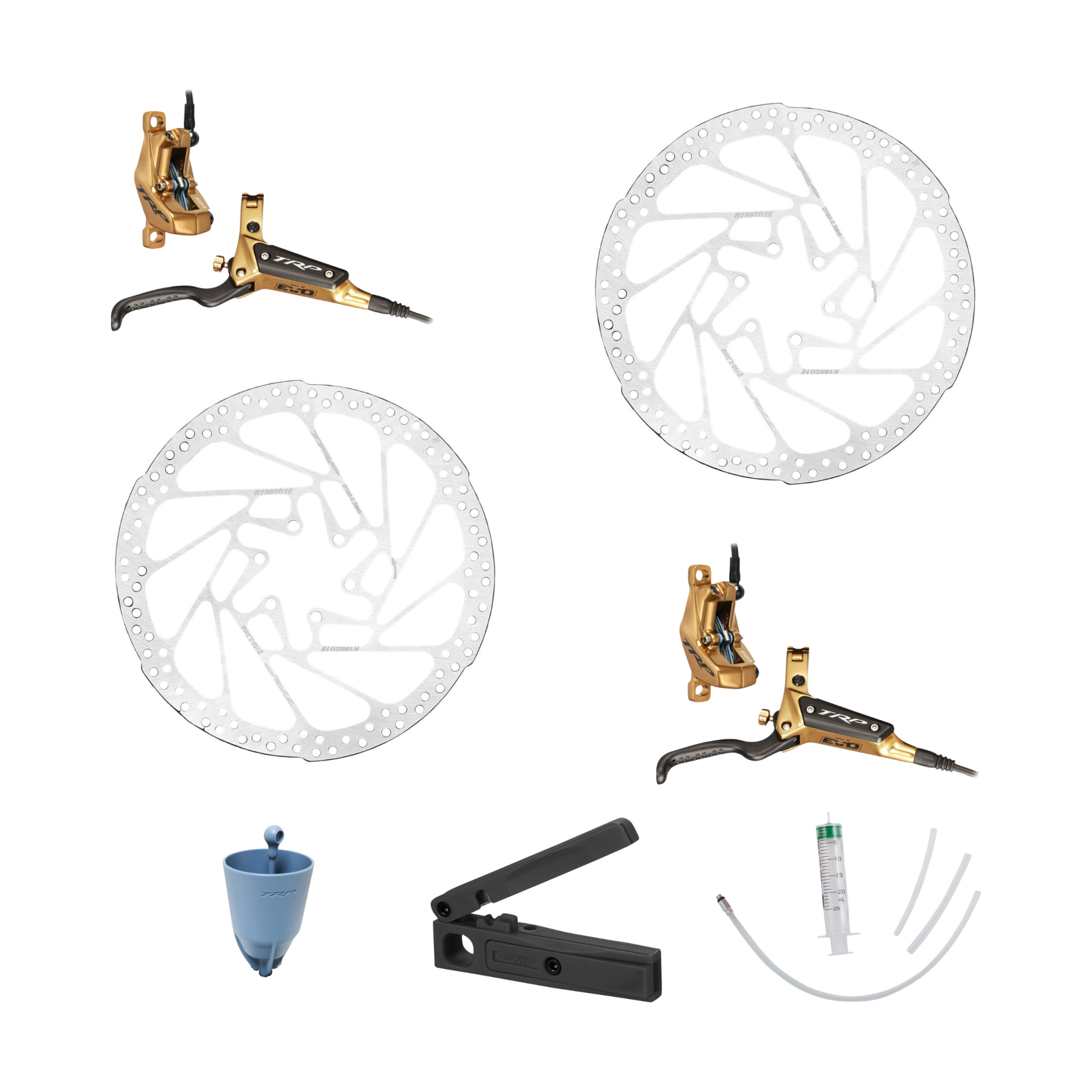 TRP DHR EVO Gold 6Bolt Brake Kit Includes RH & LH Brakes, (2) 203mm