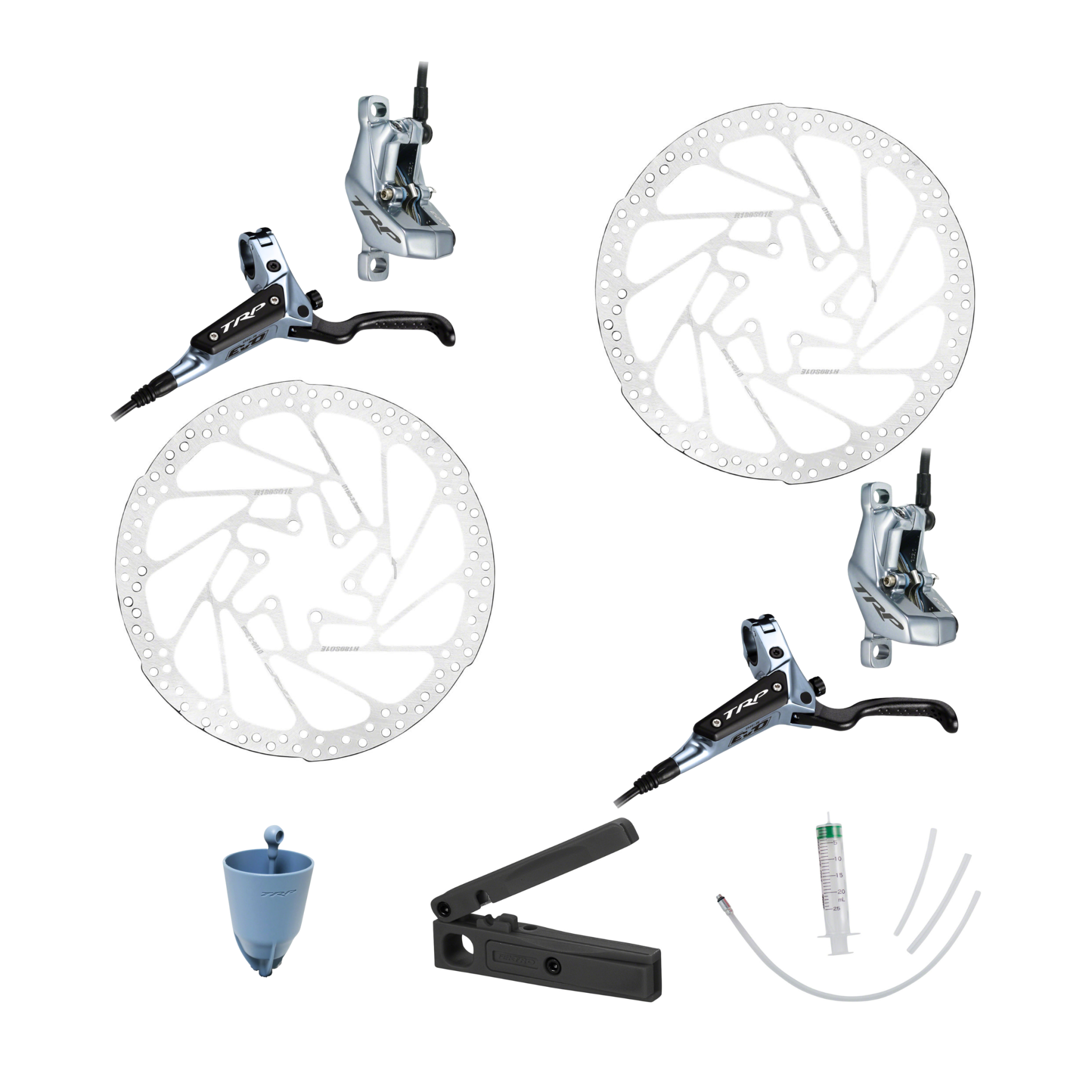 TRP DHR EVO Silver 6Bolt Brake Kit Includes RH & LH Brakes, (2