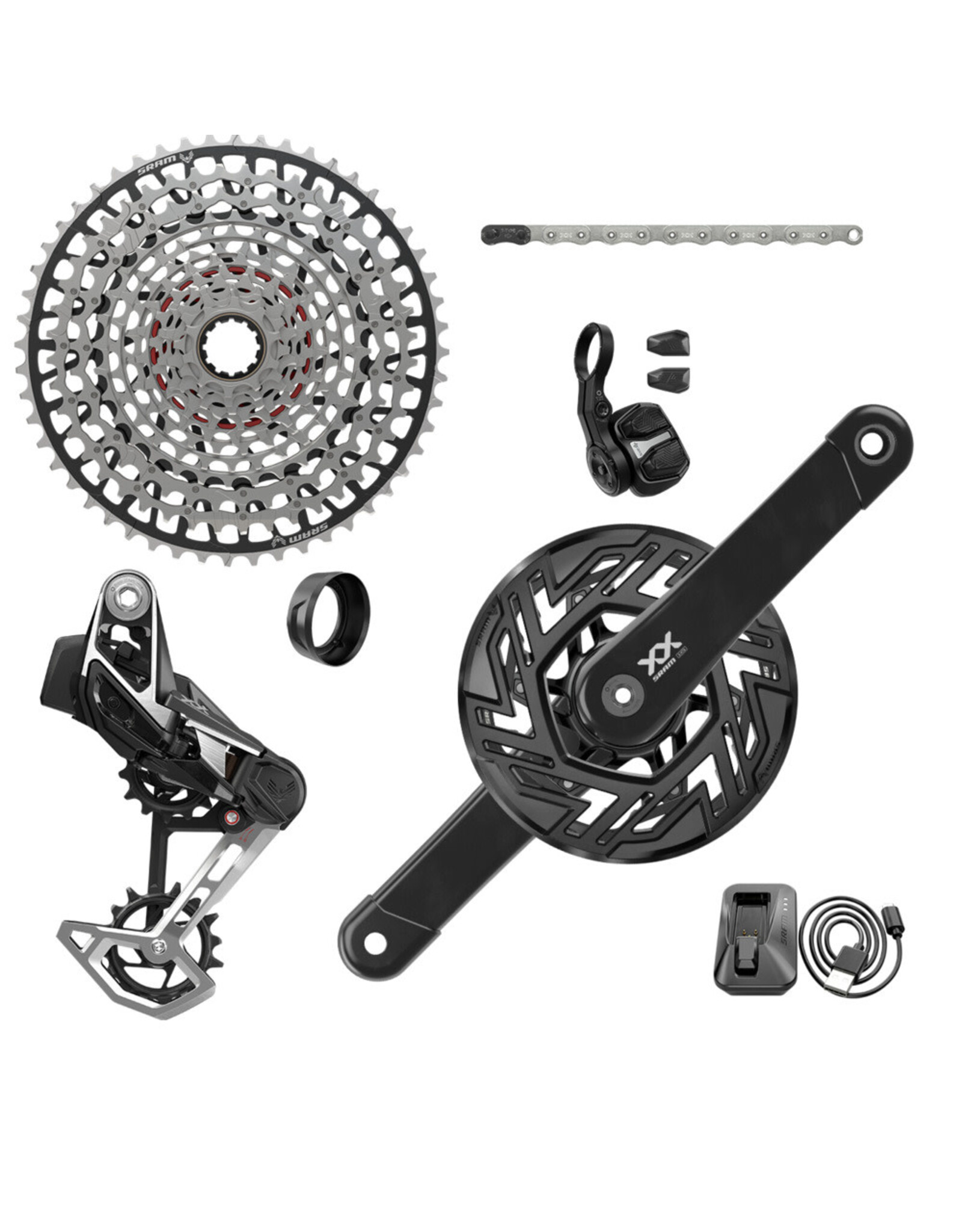 SRAM SRAM XX Eagle T-Type Ebike AXS Brose Groupset - Derailleur, Shifter, 10-52t Cassette, Clip-On Guard