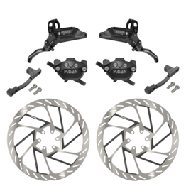 SRAM SRAM Maven Silver Stealth Disc Brake Kit - Front & Rear, 2 Rotors, 2 Post Mount Adapters, (Color Black)