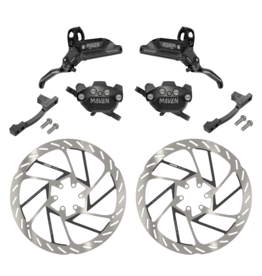 SRAM SRAM Maven Silver Stealth Disc Brake & Rotor Kit - Front & Rear, 2 Rotors, 2 Post Mount Adapters, (Color Black)