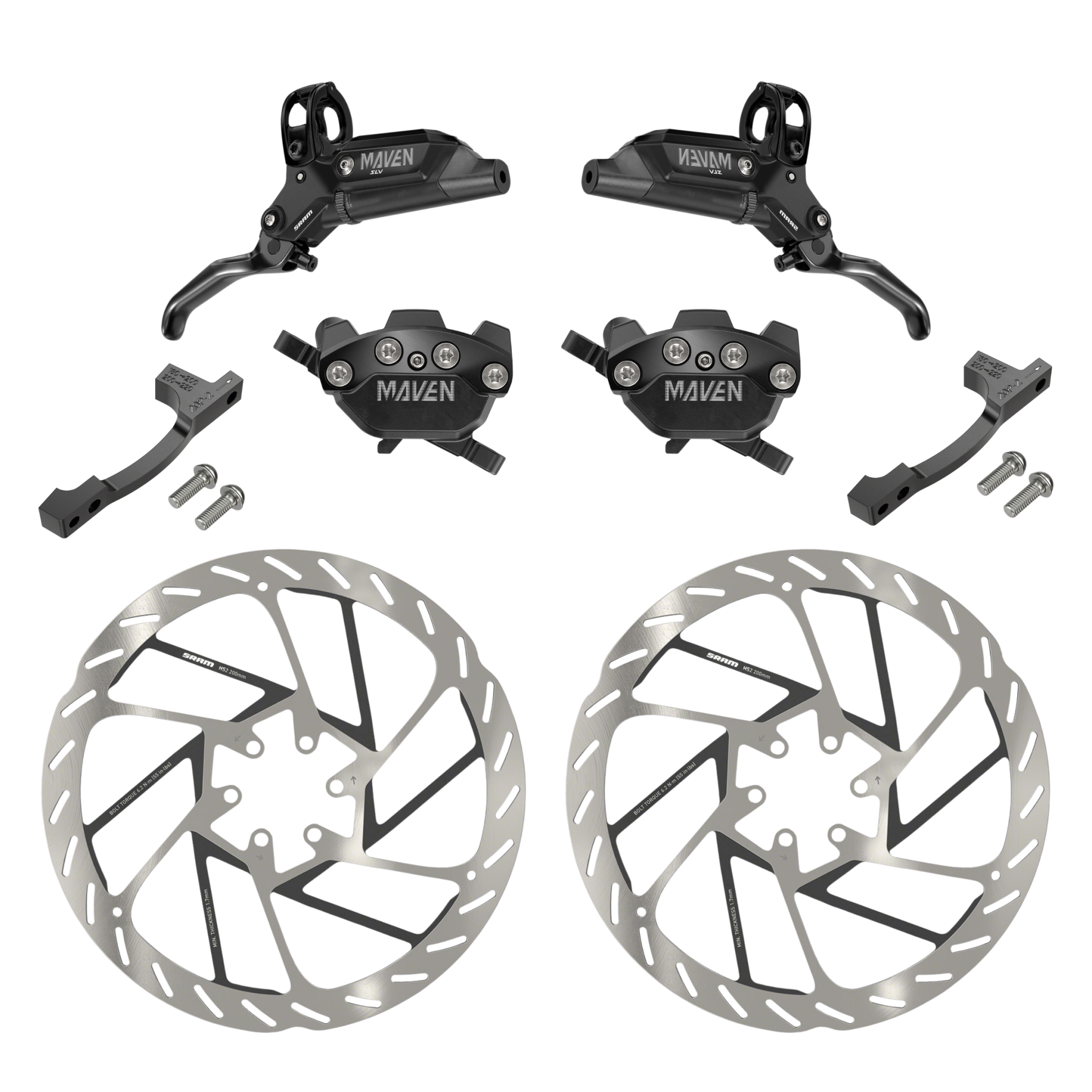 SRAM Maven Silver Stealth Disc Brake Kit Front Rear 2 Rotors Two Hoosiers Cyclery LLC