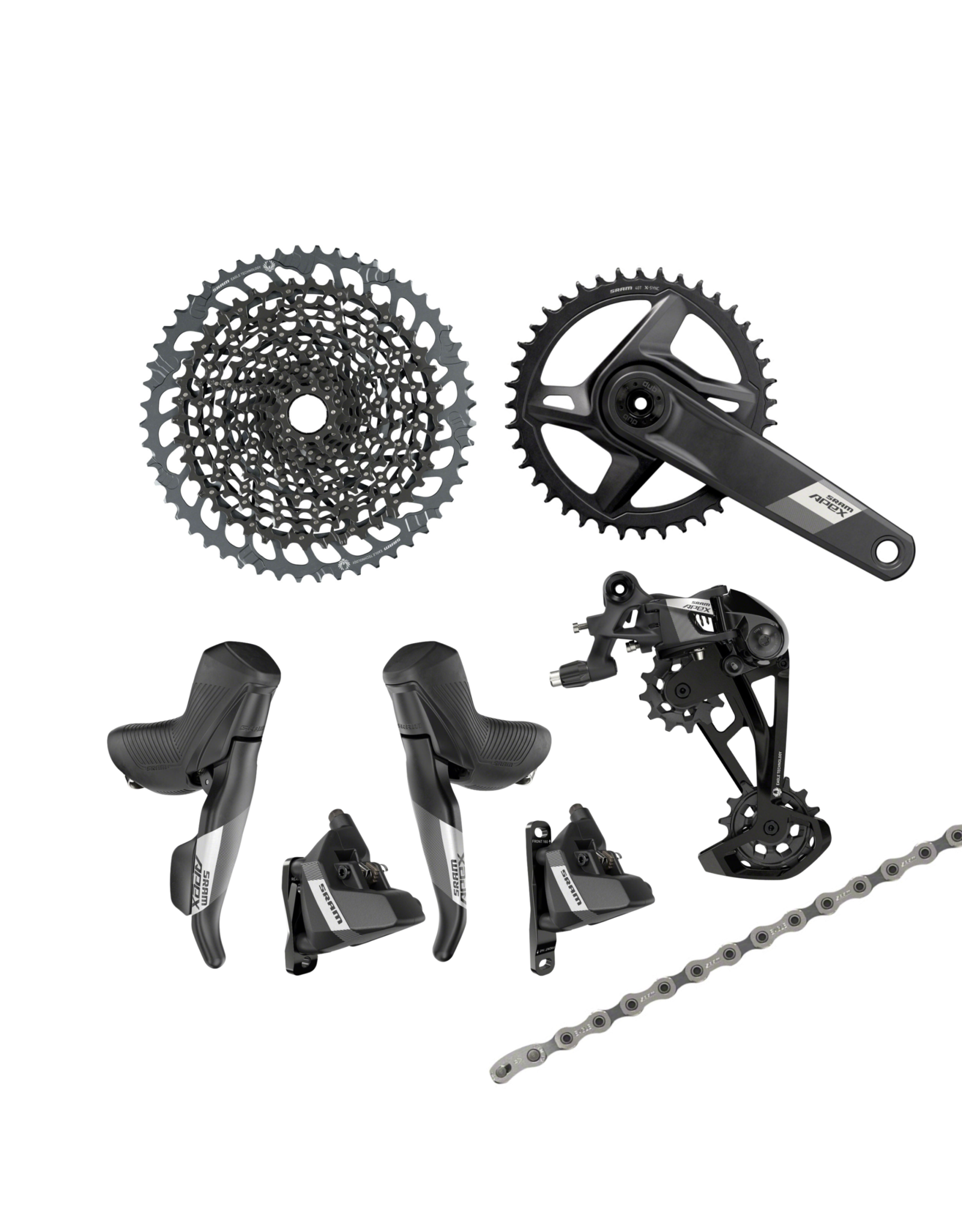 SRAM SRAM Apex 52t Mechanical Drivetrain Kit 170mm - Includes Shifter/Brake Combo Set, Crankset, Rear Derailleur, GX Cassette, & GX Chain