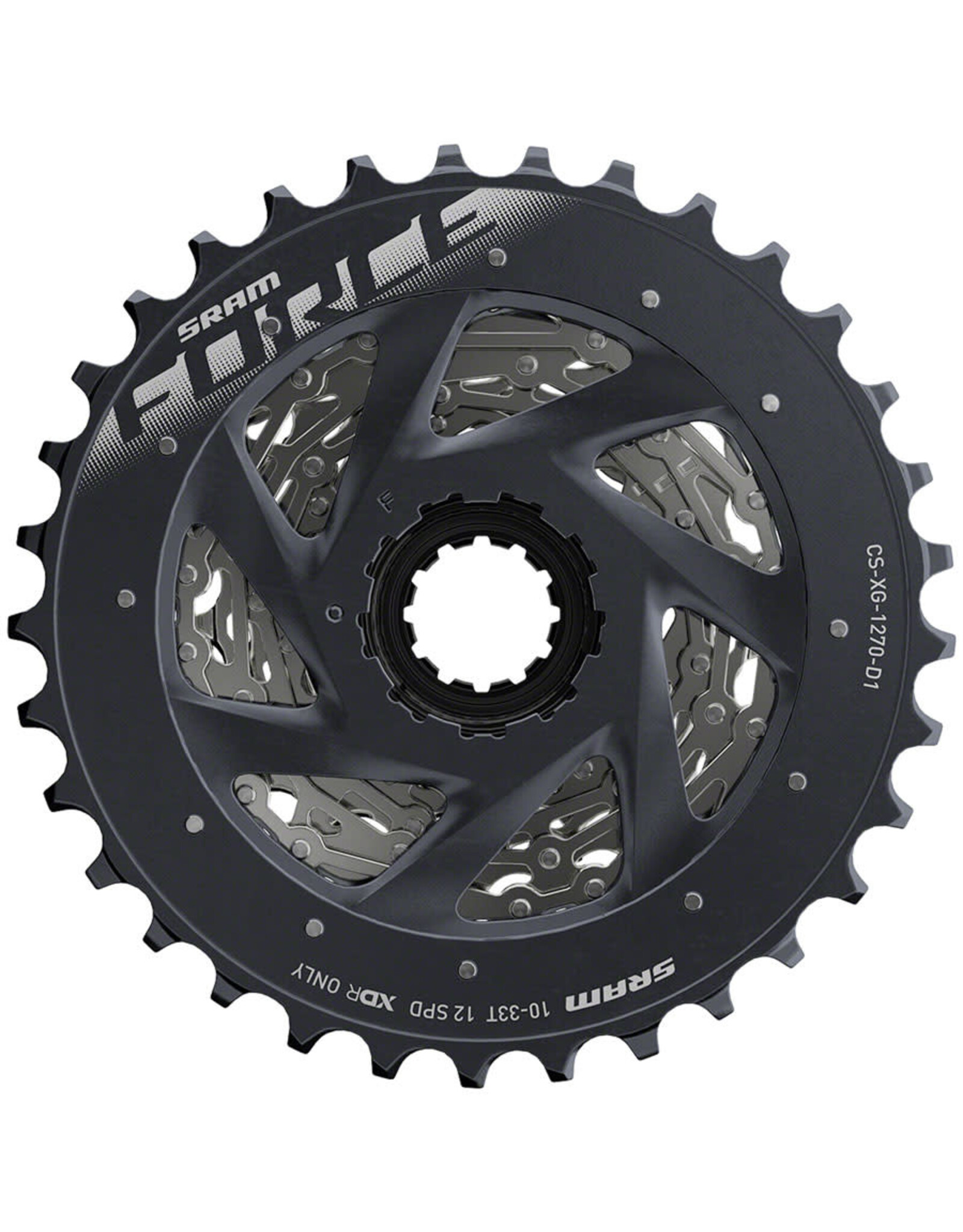 SRAM SRAM Force AXS XG-1270 Cassette - 12-Speed, Silver, For XDR Driver Body, D1