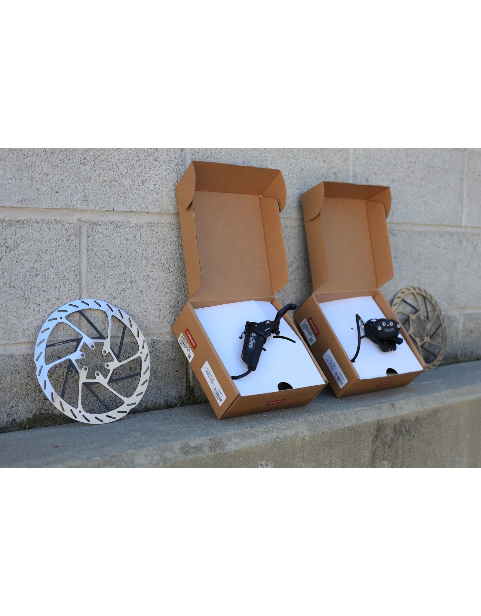 SRAM SRAM Maven Silver Stealth Disc Brake & Rotor Kit - 2 Brakes w/ Hose, 2 Rotors, 2 Post Mount Adapters, (Color Black), A1