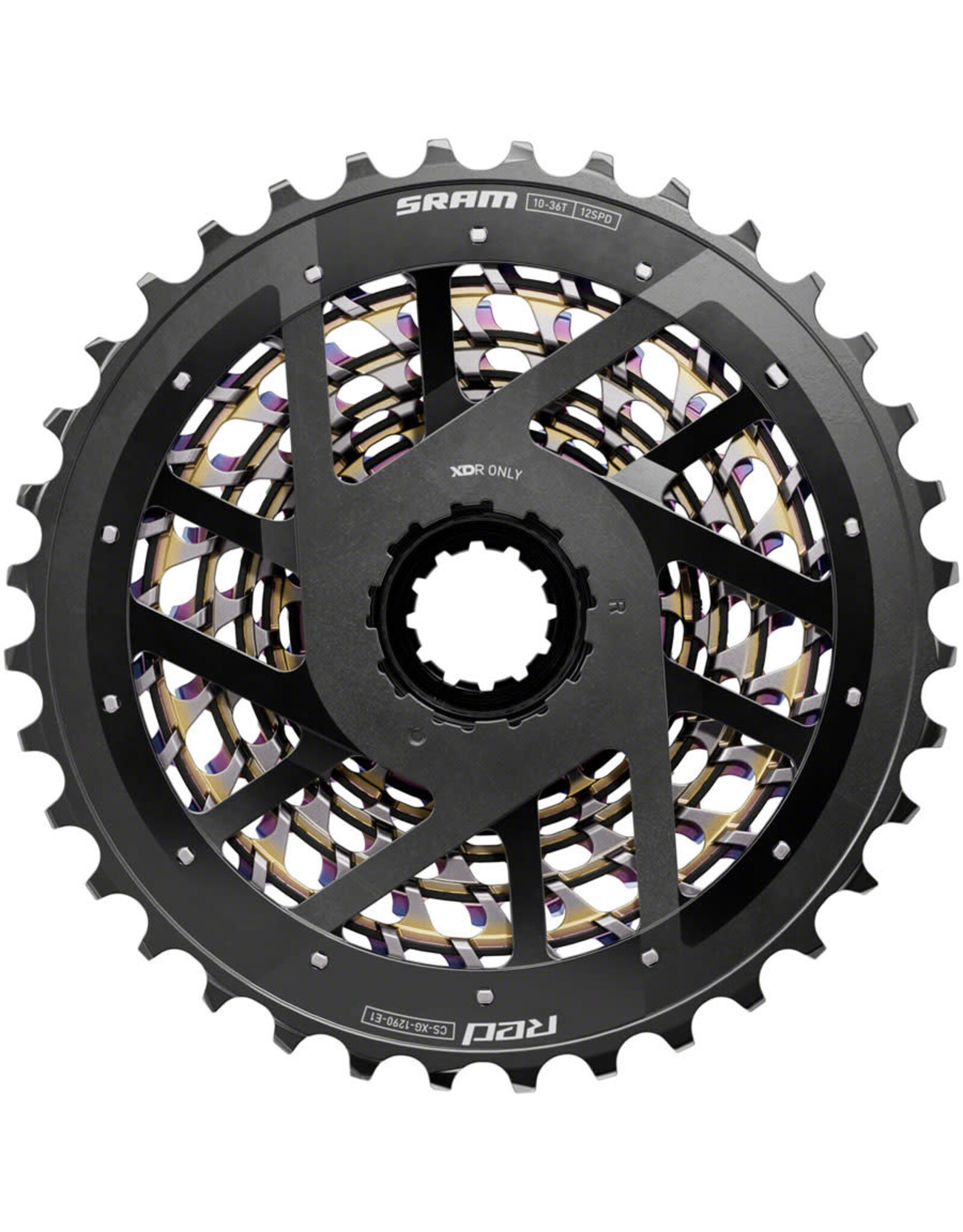 SRAM SRAM RED XG-1290 Cassette - 12-Speed, For XDR Driver Body, Rainbow, E1