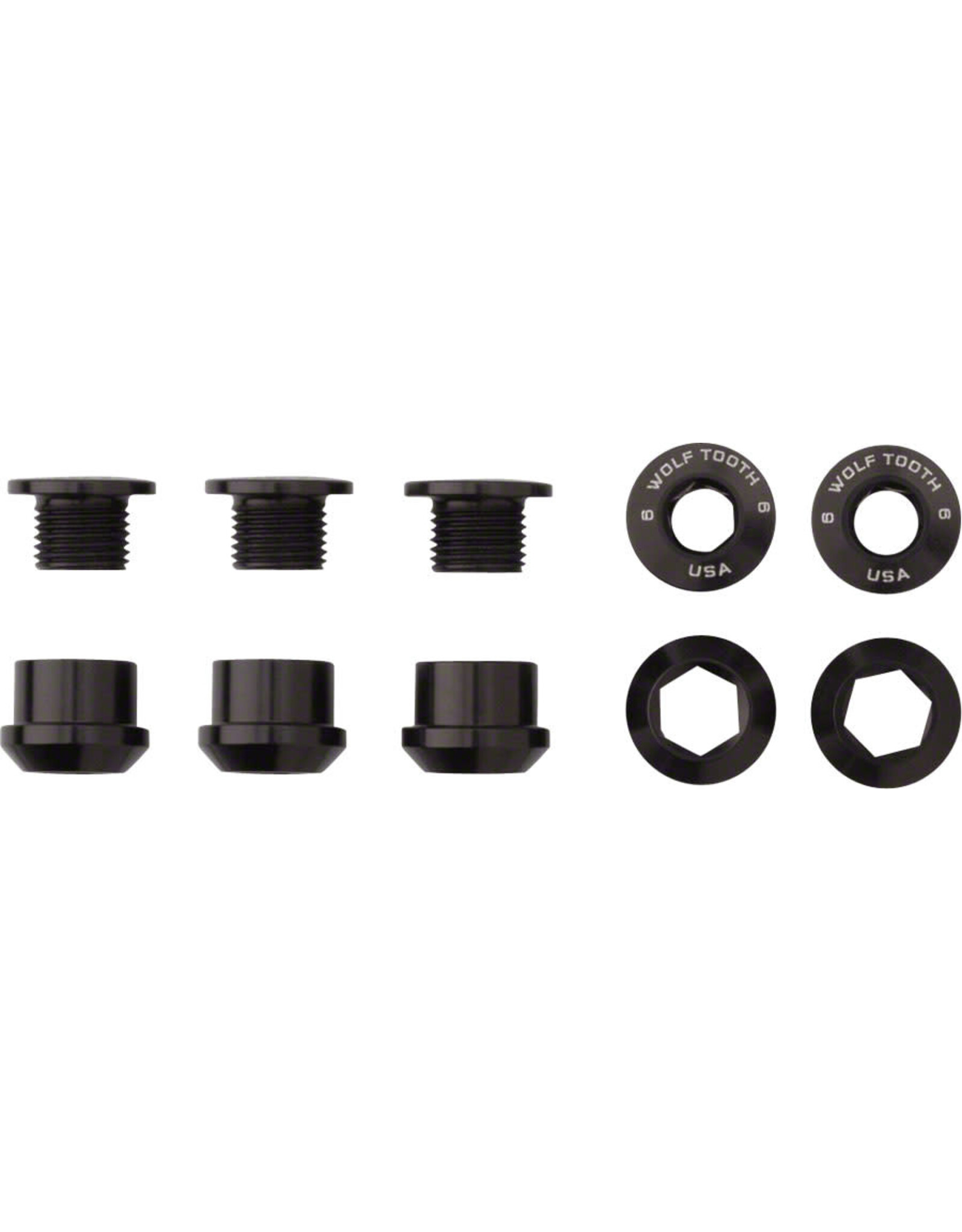 Wolf Tooth Wolf Tooth Set of 5 Chainring Bolts for 1x use, Dual Hex Fittings, Black