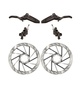 SRAM SRAM Level Silver Stealth 4 Piston Brake Set w/ 180mm HS2 6-Bolt Rotors