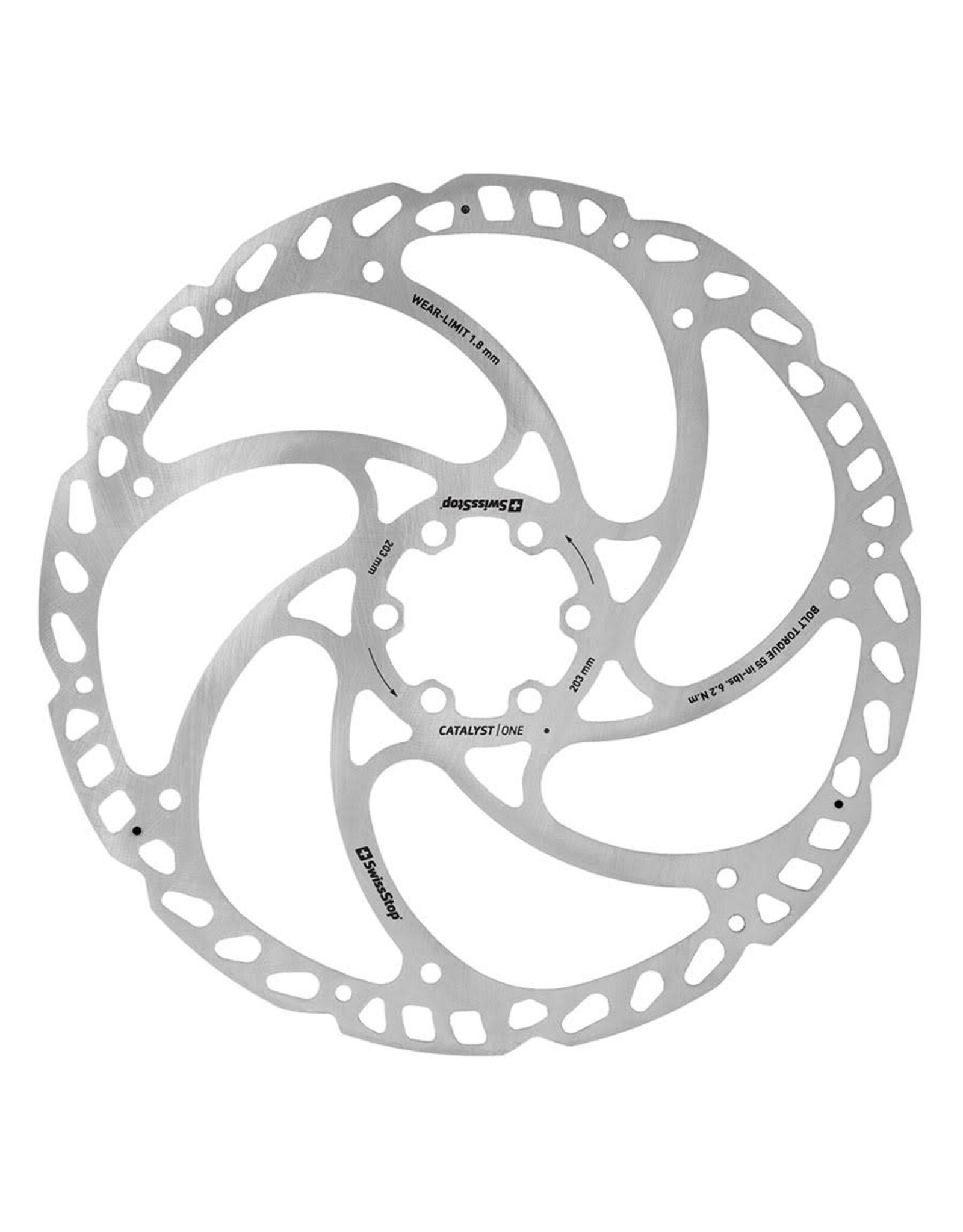 SwissStop SwissStop, Catalyst One 6 Bolt, Rotor, 203mm, ISO 6B, 1.95mm thick (for Hayes)